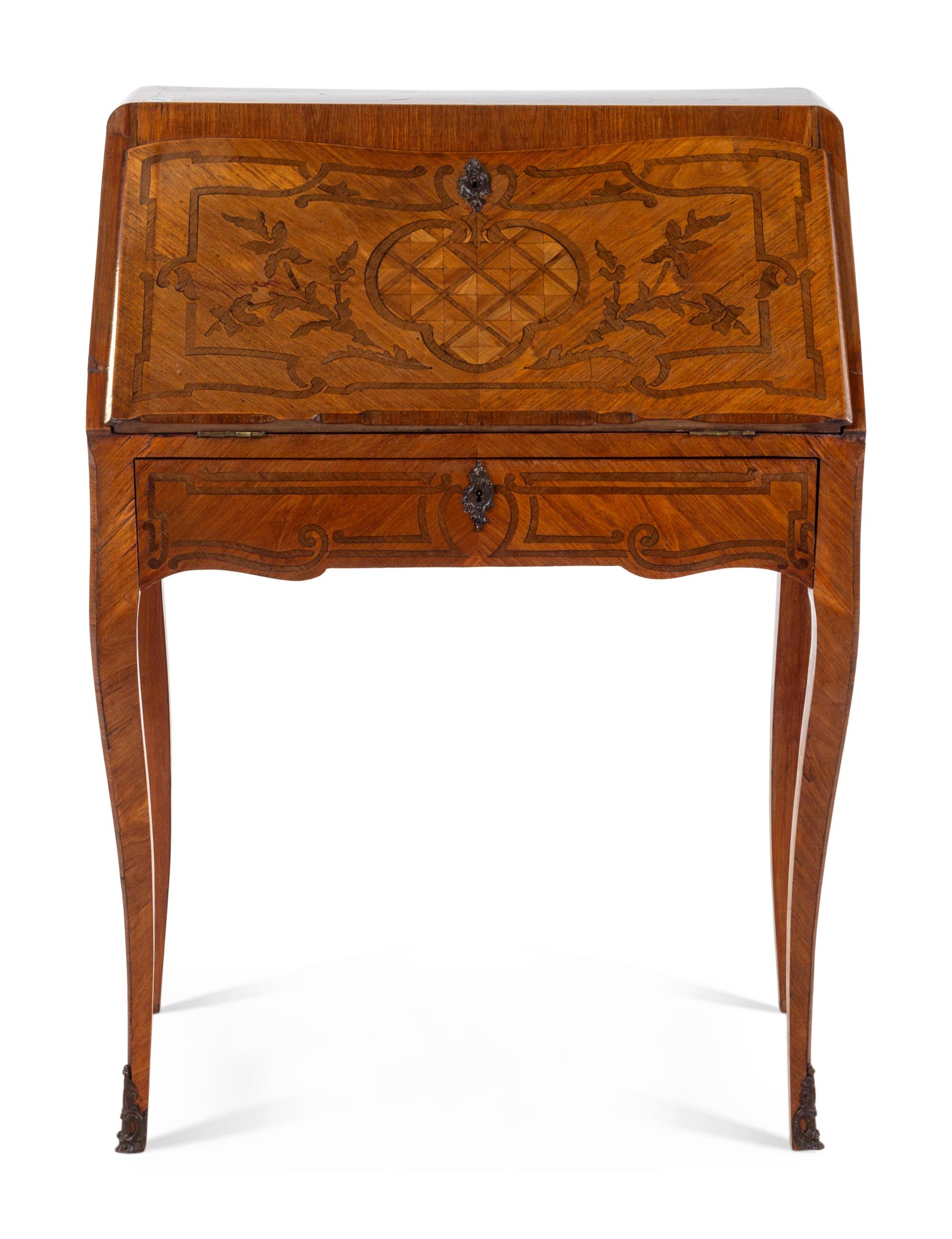 A French Parquetry and Marquetry Slant-Front Desk