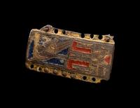 A Spanish Champlevé and Gilt-Copper Belt or Harness Strap Plaque