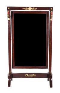A French Empire Style Gilt Bronze Mounted Cheval Mirror Height 67 3/4 x width 38 1/4 inches. — 20TH CENTURY