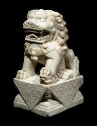 A Chinese Carved White Mable Figure of Fu Lion