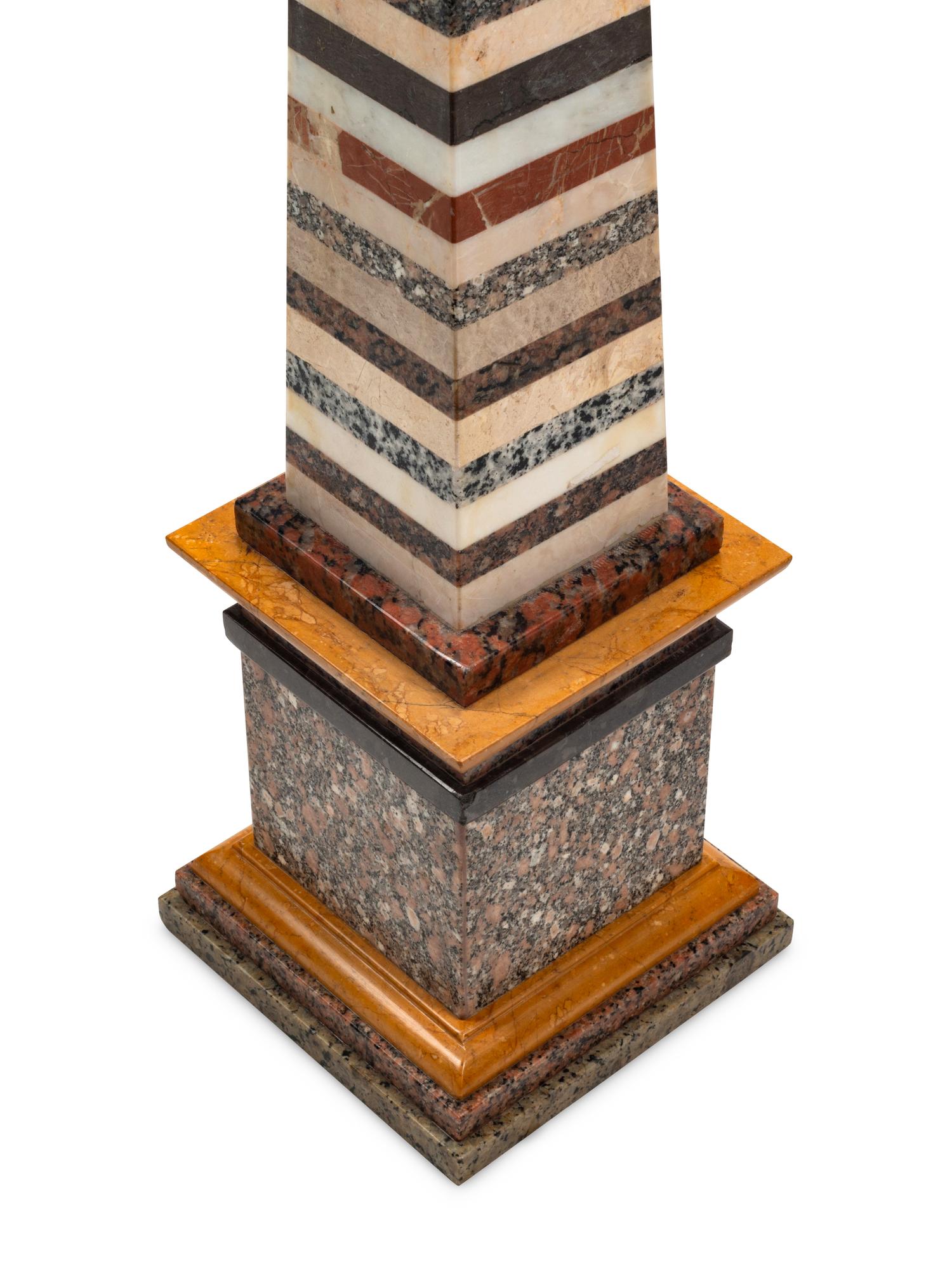 A Pair of Large Specimen Marble Obelisks