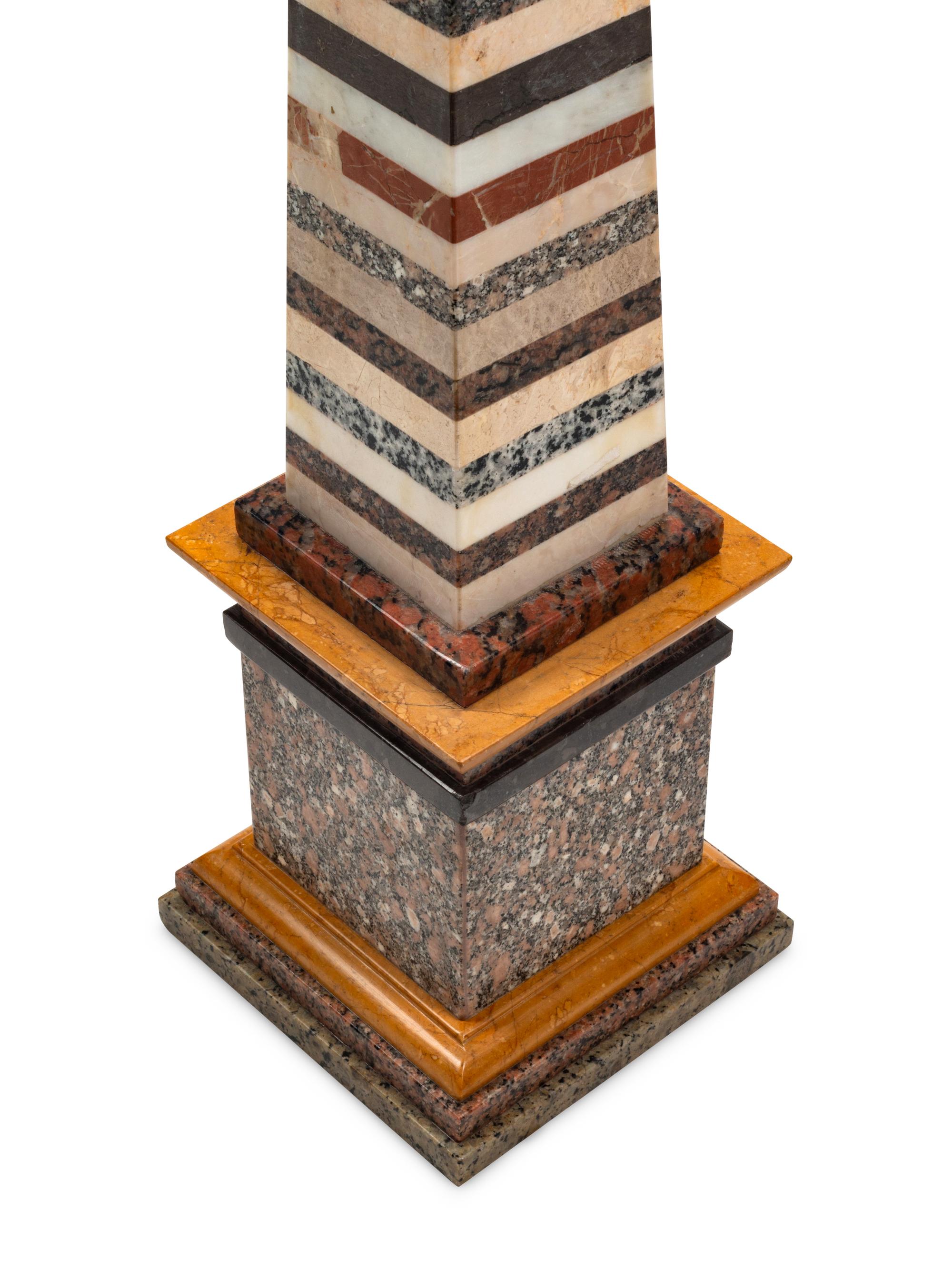A Pair of Large Specimen Marble Obelisks
