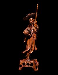 Three Chinese Carved Boxwood Figures
