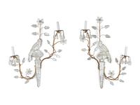 A Pair of Giltwood and Rock Crystal Two-Light Sconces in the Style of Maison Baguès