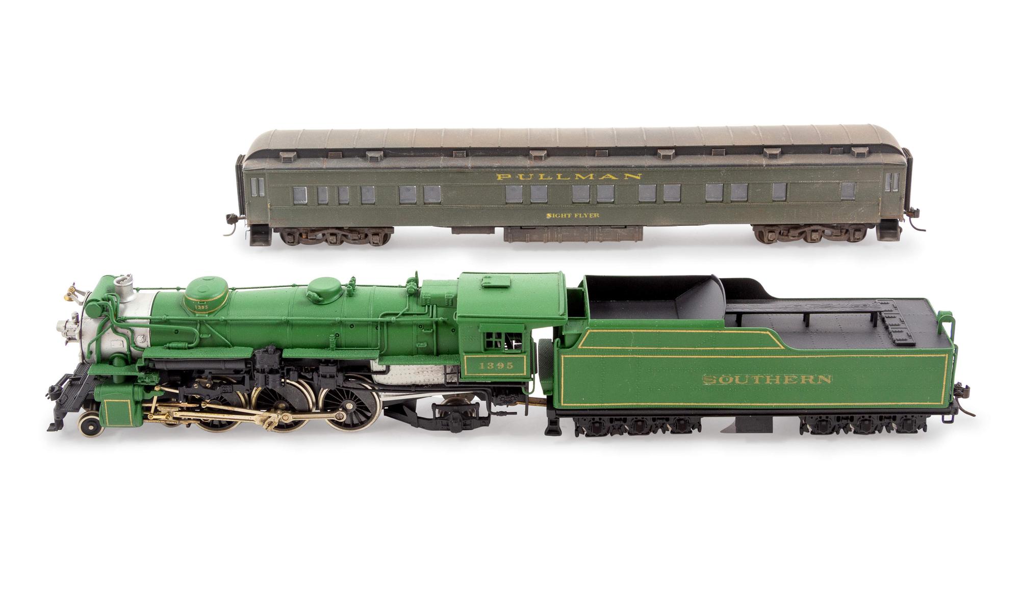 A United Scale Models Polychrome HO-Gauge Southern Railroad 4-6-2 Locomotive and Tender
