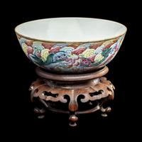 A Chinese Famille Rose Porcelain 'Fu Lion' Bowl, Tongzhi Period 清同治 粉彩戯獅圖碗