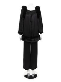 Givenchy Haute Couture Three-Piece Set with Blouse, Pants, and Tabard, 1977