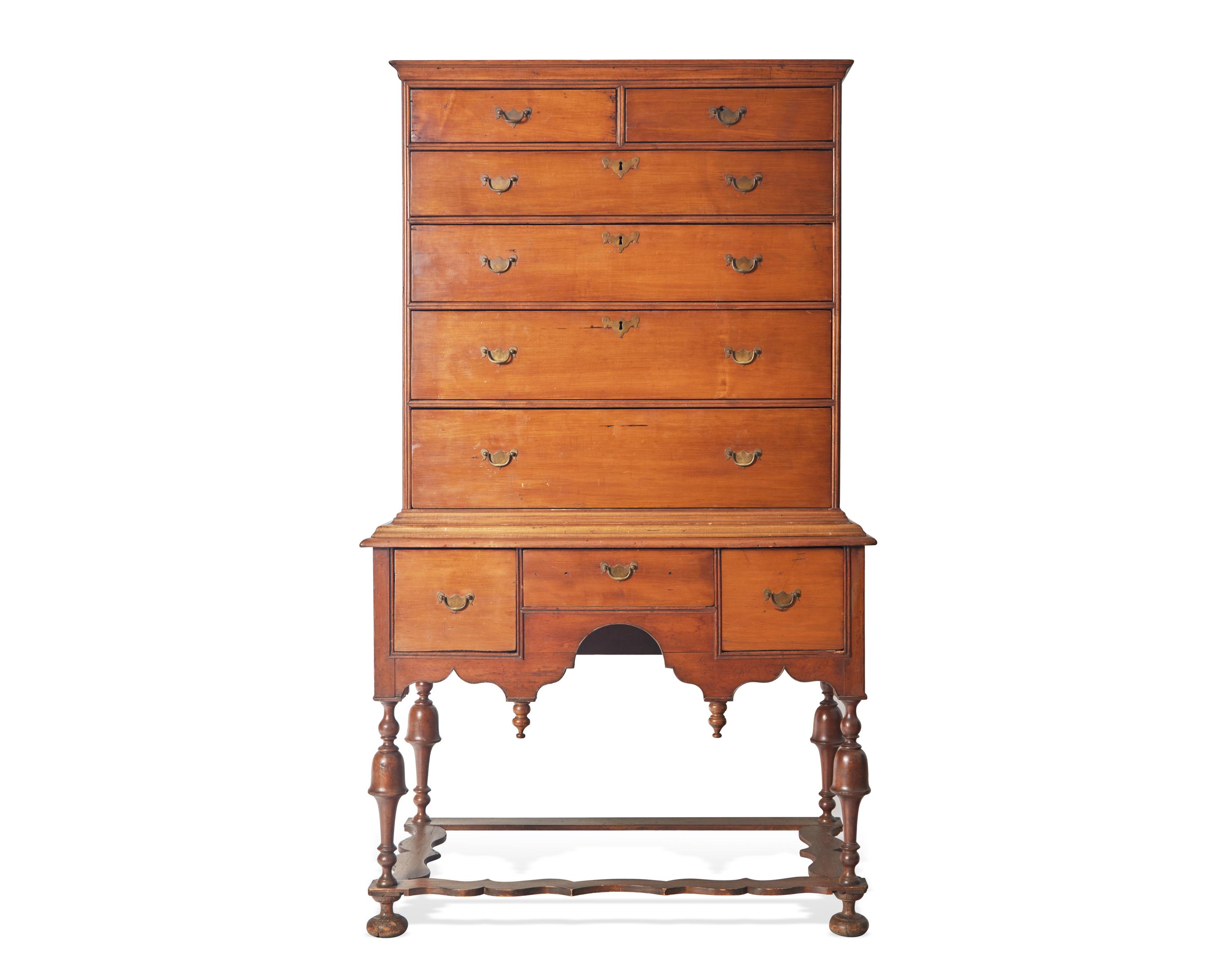 A William and Mary Maple High Chest