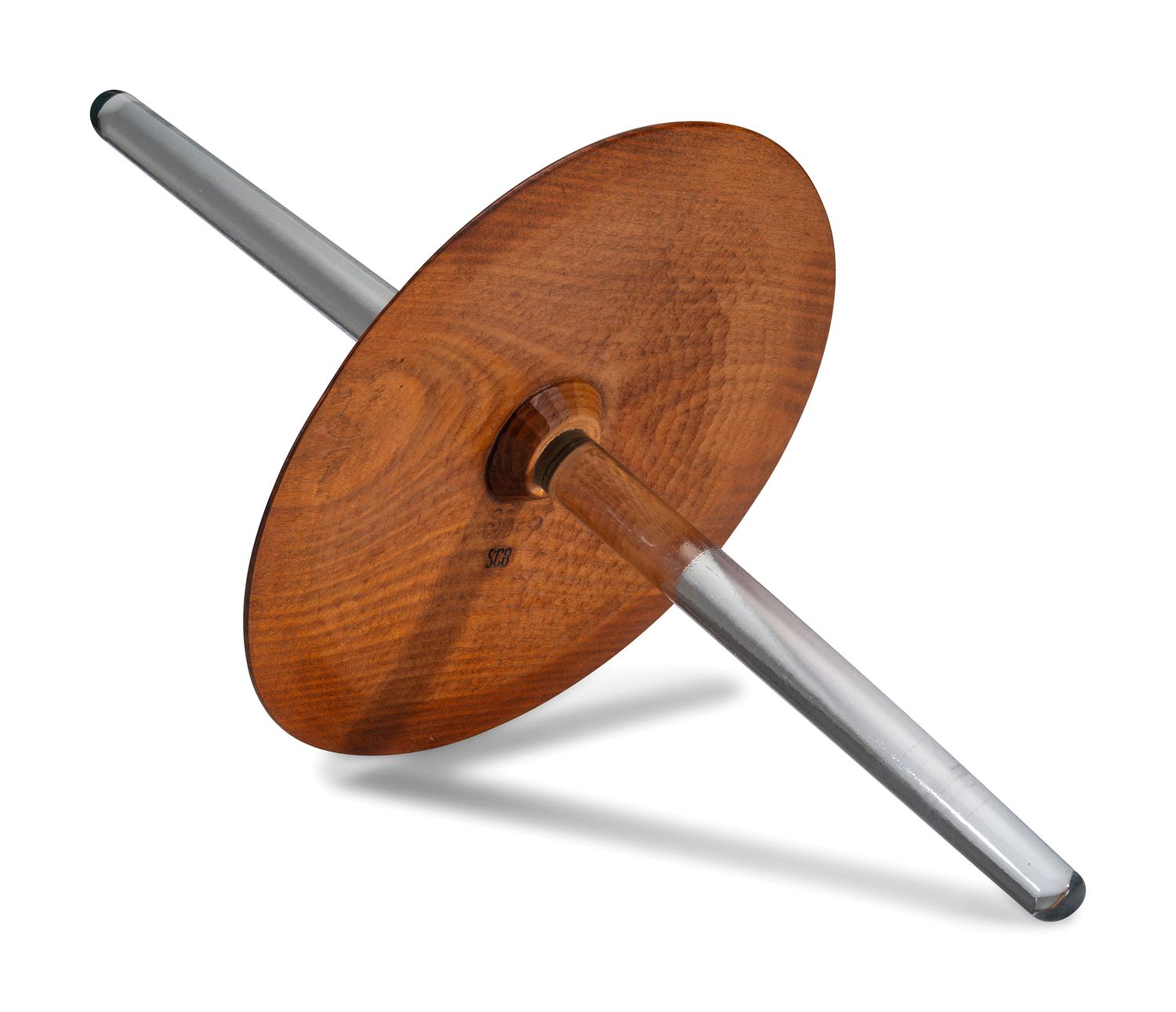 Glass and Wood Spindle Whorl Sculpture