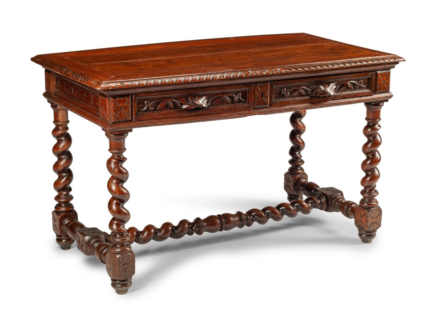 A French Renaissance Revival Walnut Library Table