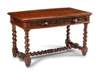 A French Renaissance Revival Walnut Library Table