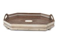 An English Oak and Silver-Plate Serving Tray
