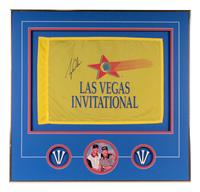 A Historically Significant Tiger Woods Signed Autograph 1996 Las Vegas Invitational Tournament Flown Golf Flag From Woods' First PGA Tour Victory (Tournament Director Letter, PSA Authentic),