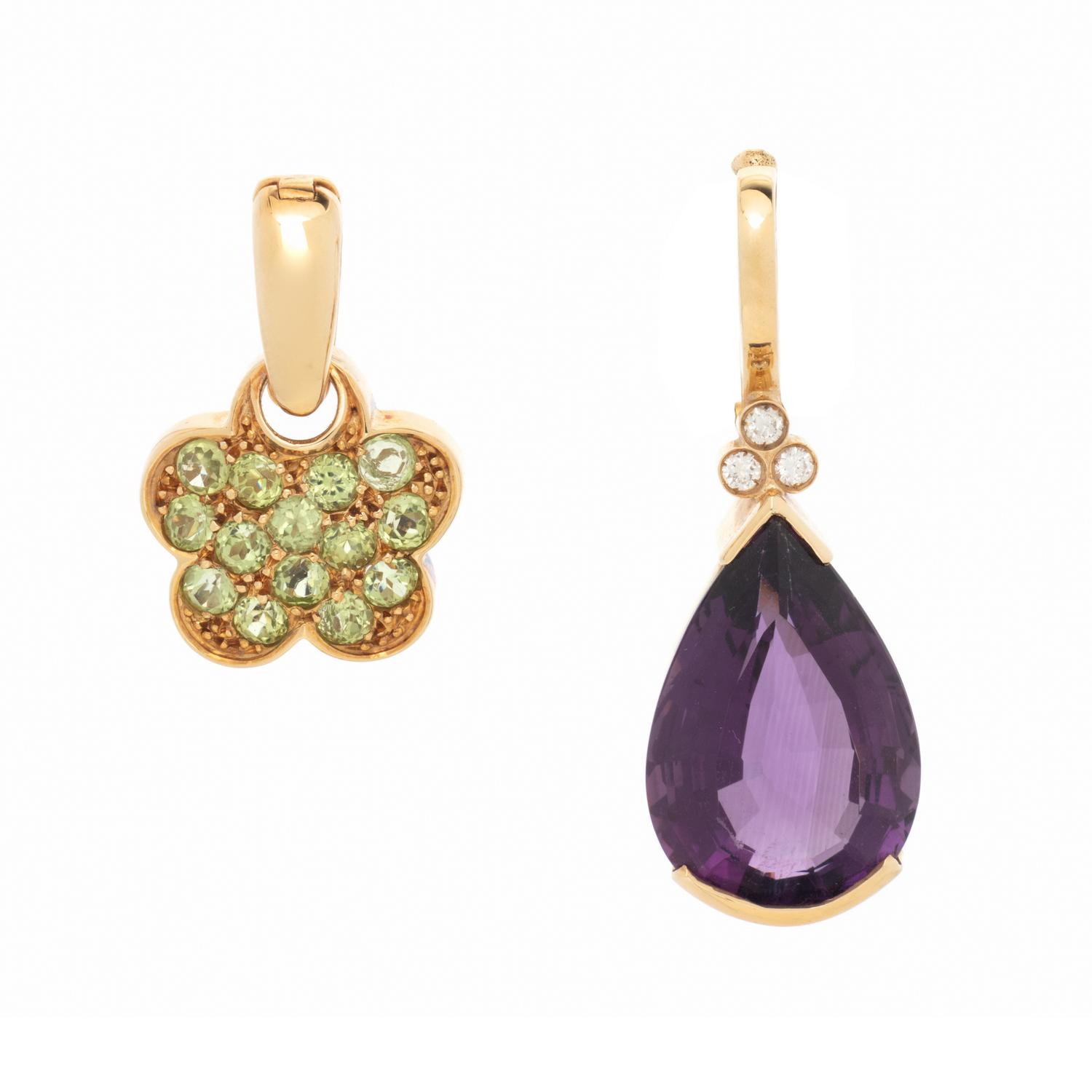 COLLECTION OF YELLOW GOLD AND MULTIGEM PENDANTS