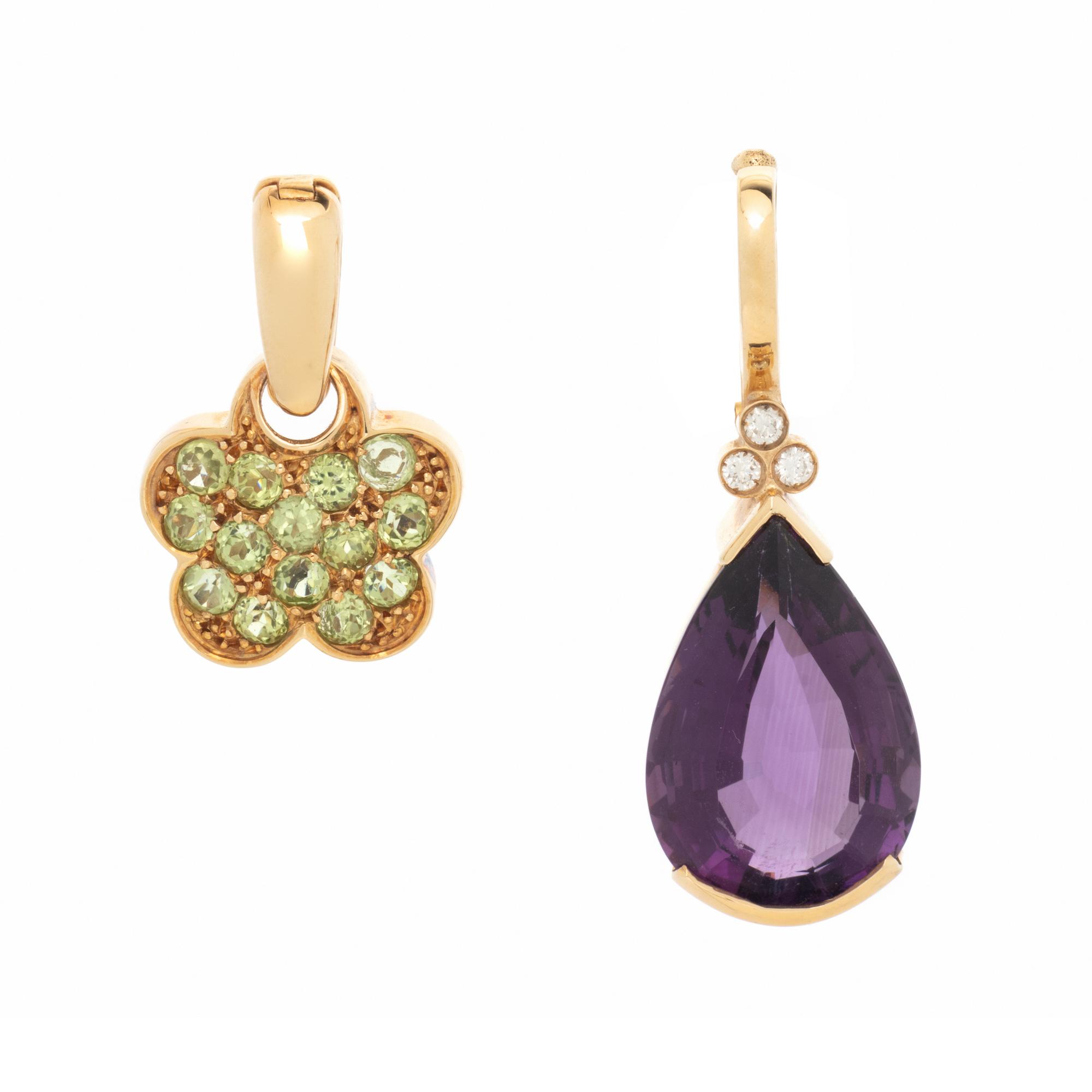 COLLECTION OF YELLOW GOLD AND MULTIGEM PENDANTS