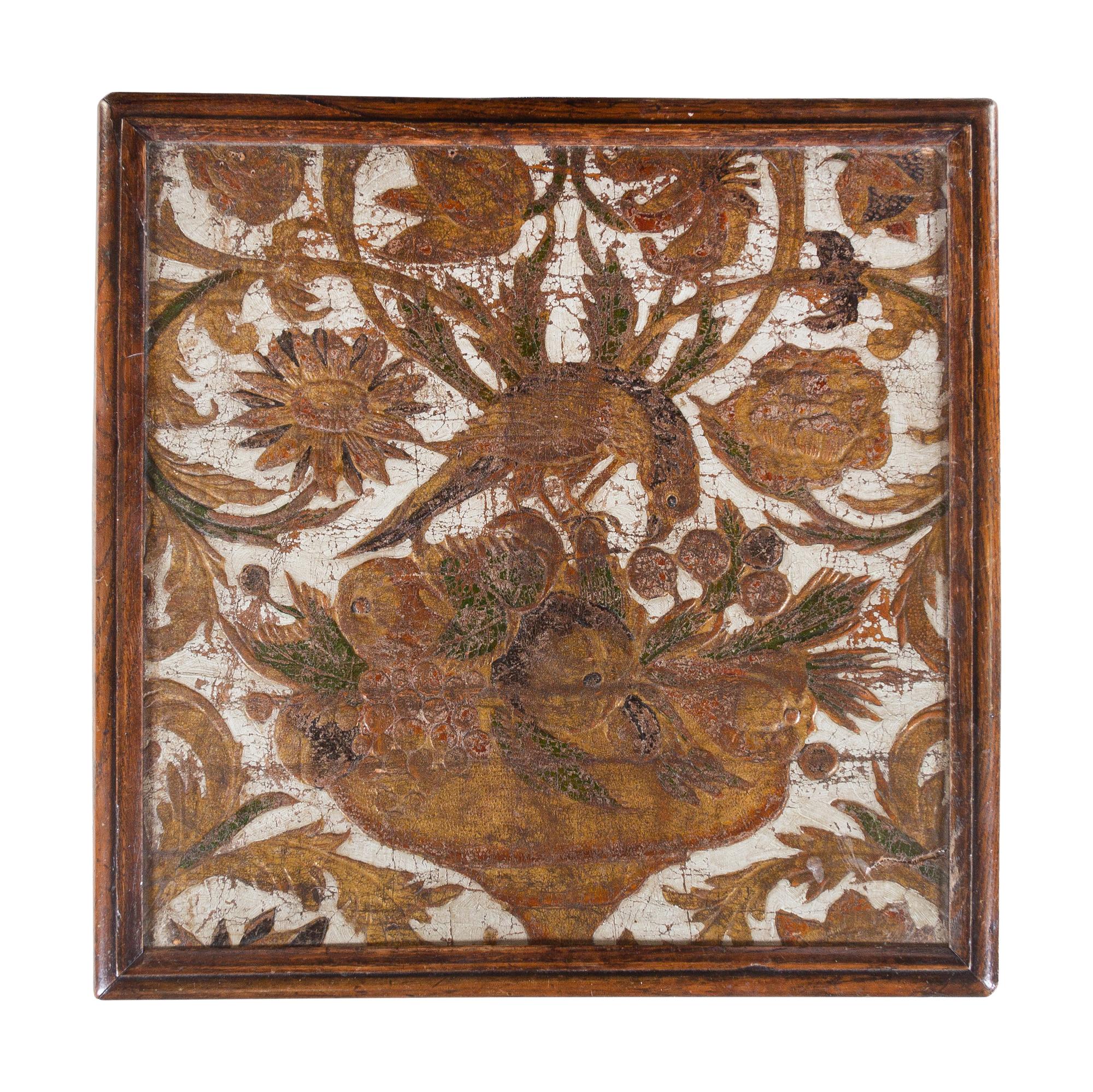 A Dutch Turned Walnut and Tooled Leather Mounted Stand