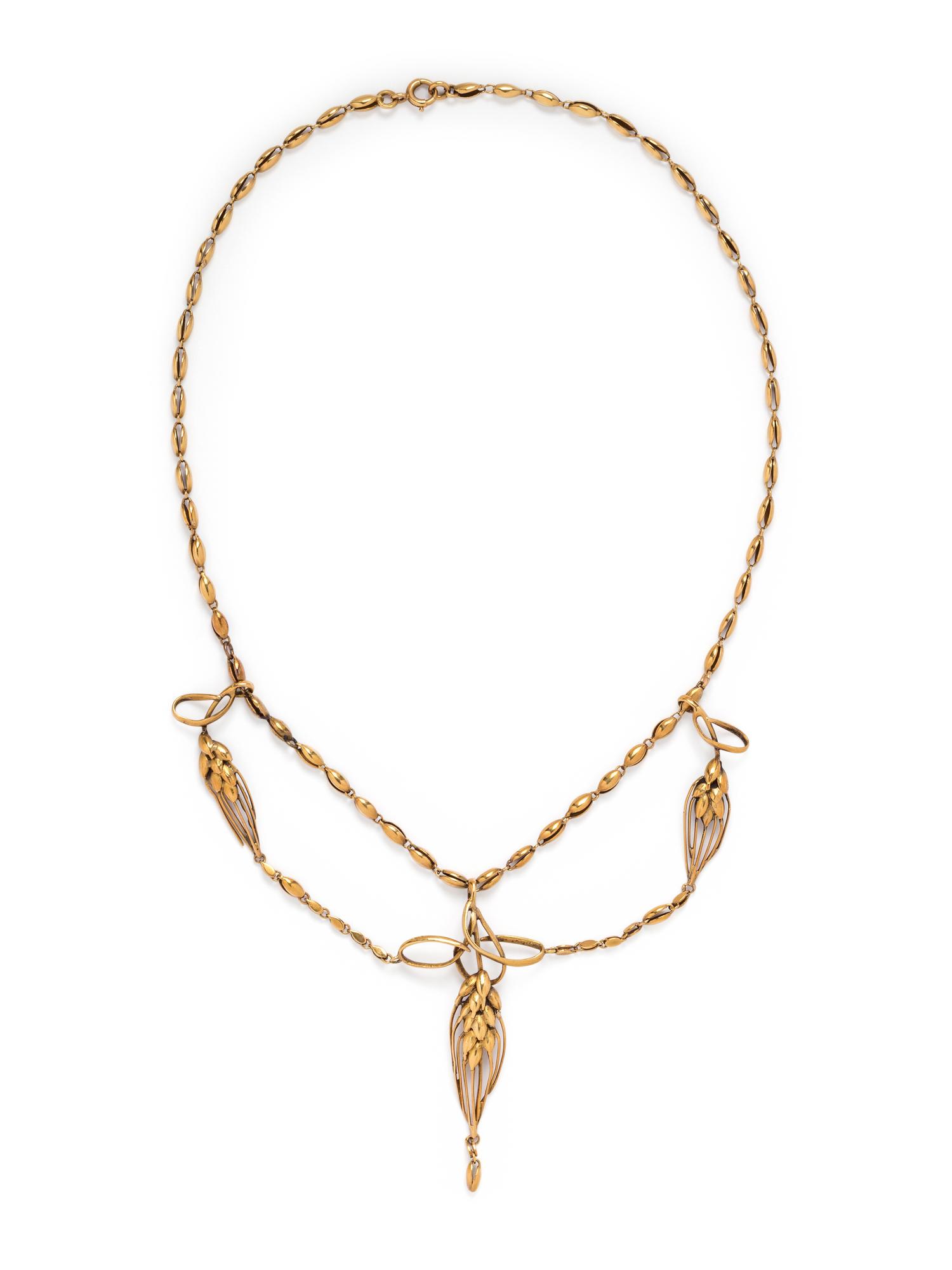 FRENCH, ART NOUVEAU, YELLOW GOLD NECKLACE