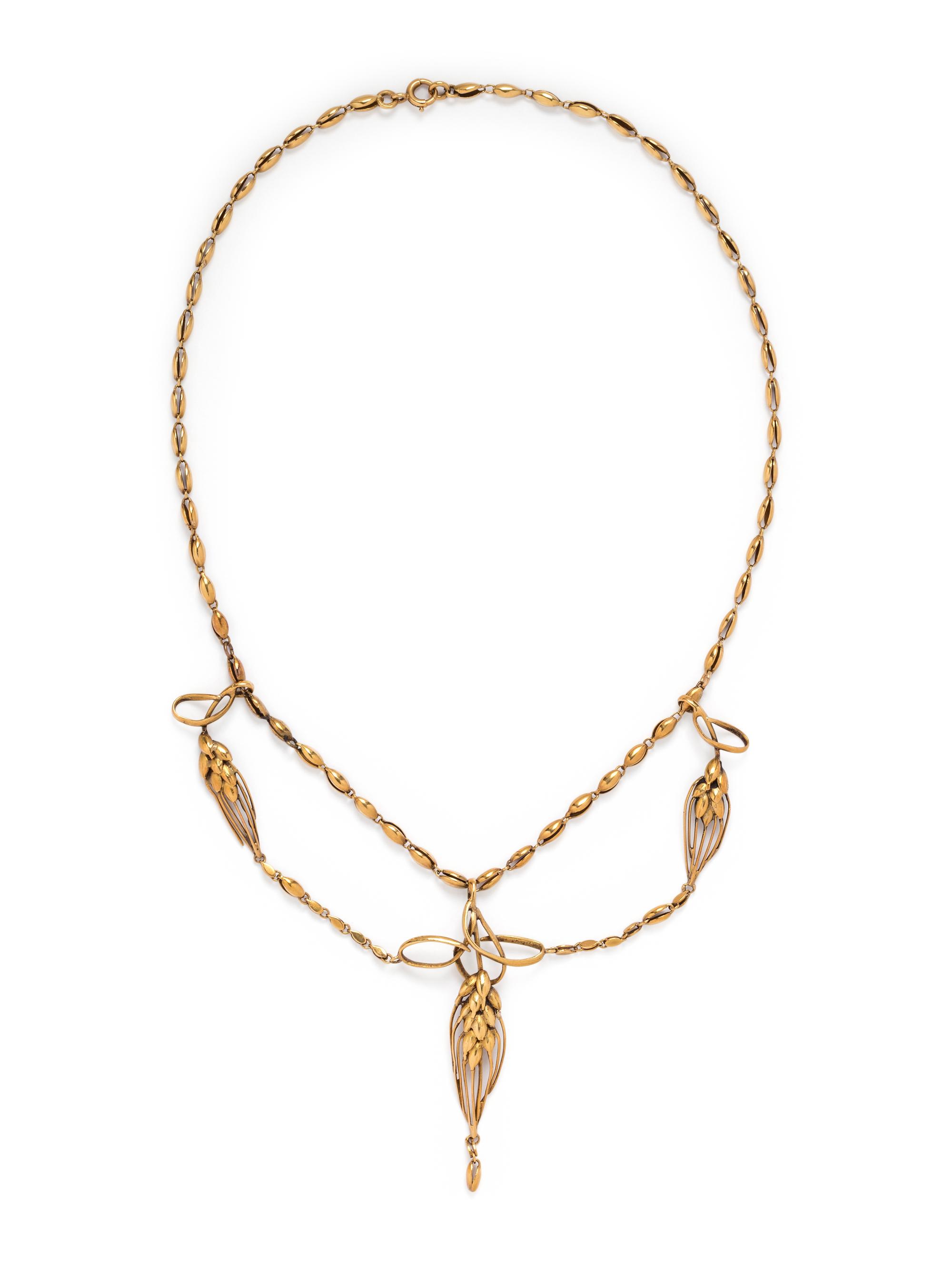 FRENCH, ART NOUVEAU, YELLOW GOLD NECKLACE