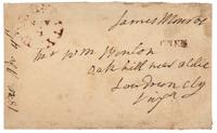 MONROE, James (1758-1831), President. Autograph free frank ("James Monroe"), as President, on folded cover addressed in his hand. To William Benton, Oakhill, VA, 4 November 1820.