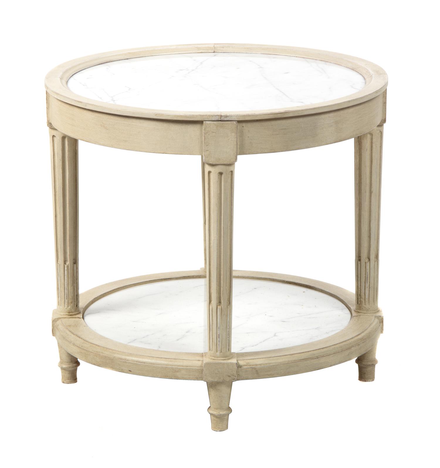 A Neoclassical Style Painted Side Table Height 15 x diameter 16 inches. — 20TH CENTURY