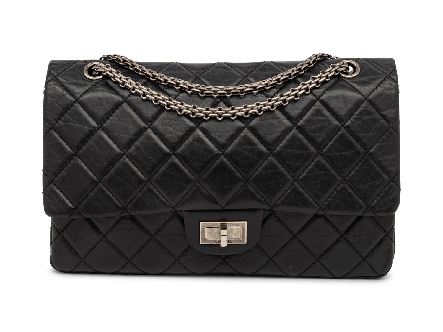Chanel, Black Aged Leather 2.55 Reissue Flap Bag