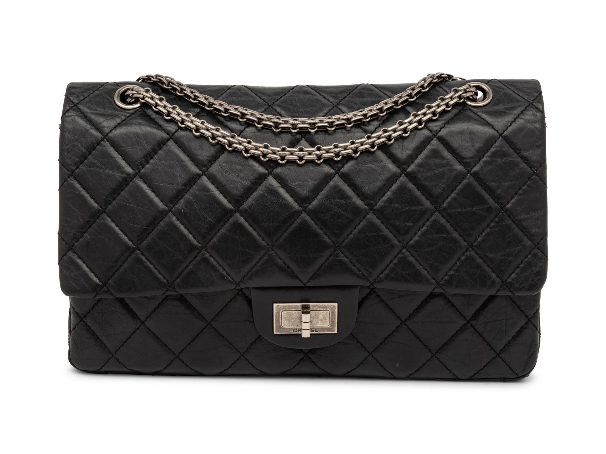 Chanel, Black Aged Leather 2.55 Reissue Flap Bag