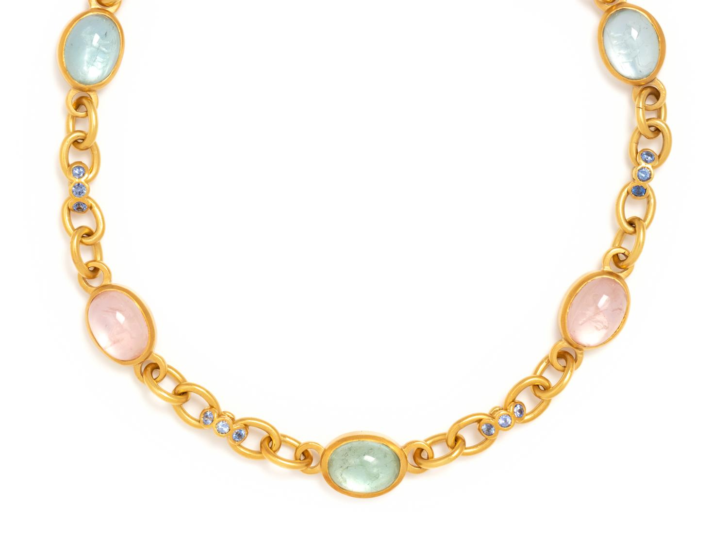 YELLOW GOLD AND MULTIGEM NECKLACE