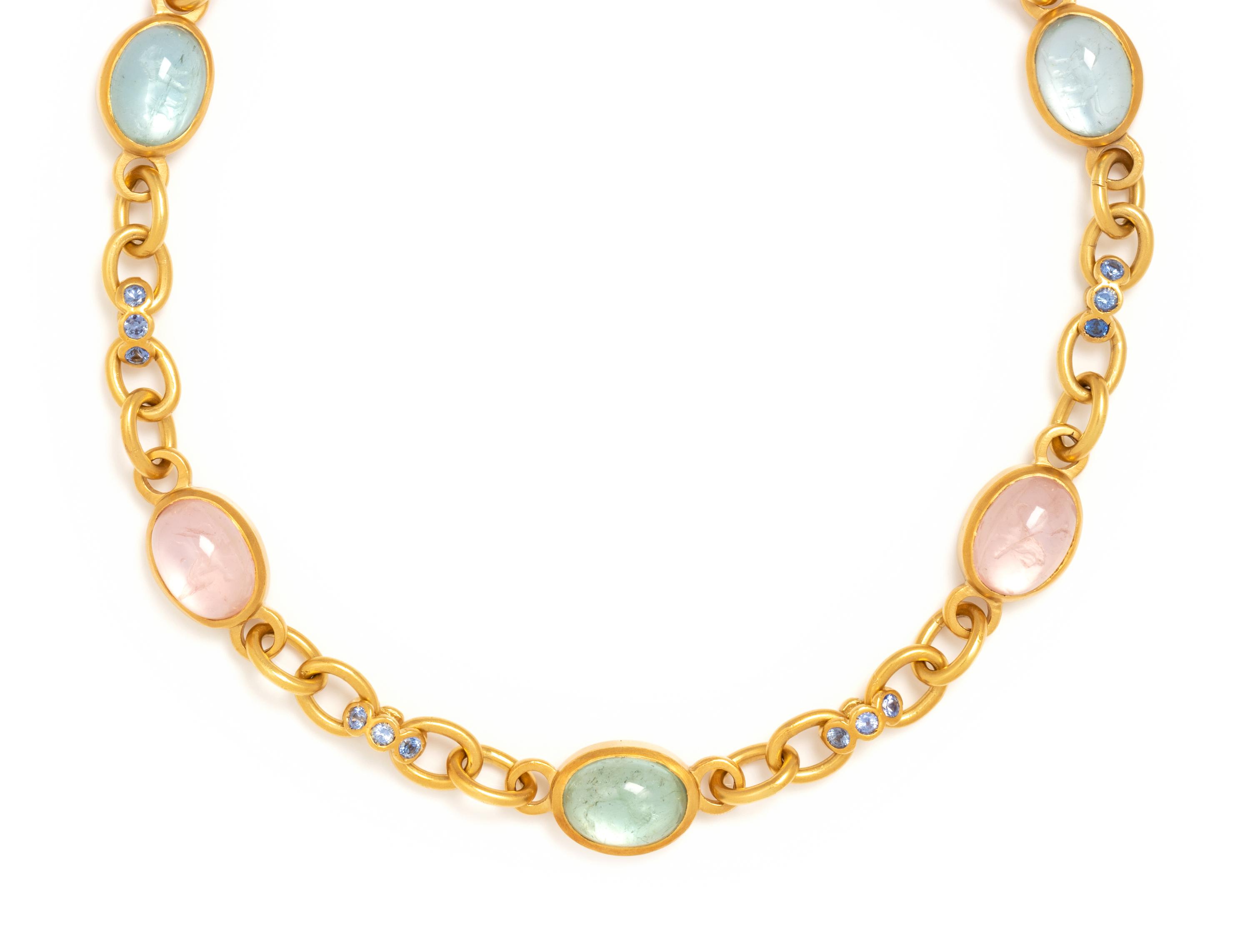 YELLOW GOLD AND MULTIGEM NECKLACE