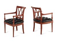 A Pair of Georgian Style Red-Painted Armchairs