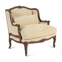 A Louis XV Style Suede Upholstered Bergere a la Reine