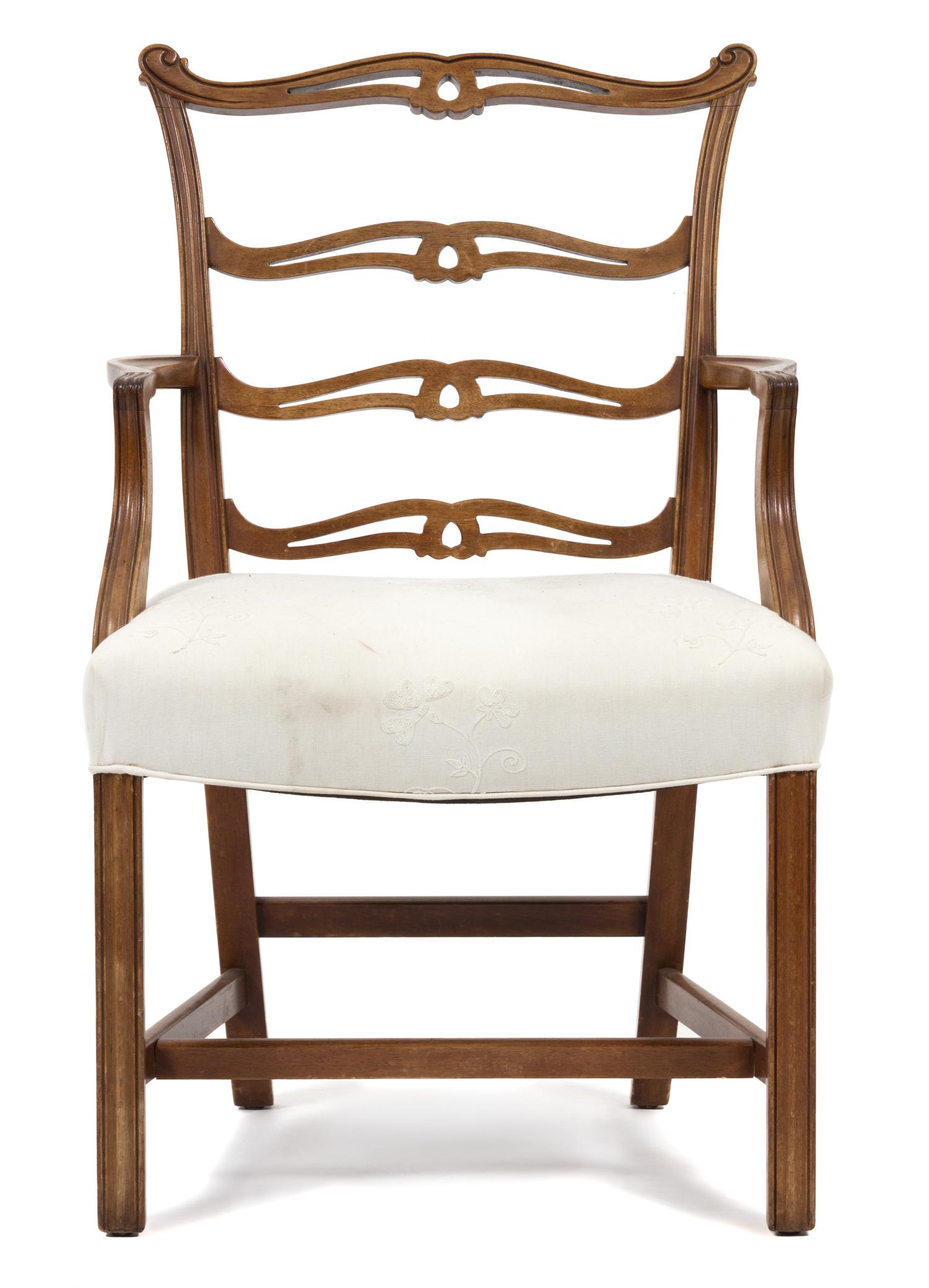 A Georgian Style Ladder Back Armchair Height 38 x width 23 x depth 19 inches. — 20TH CENTURY