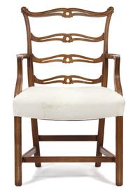 A Georgian Style Ladder Back Armchair Height 38 x width 23 x depth 19 inches. — 20TH CENTURY