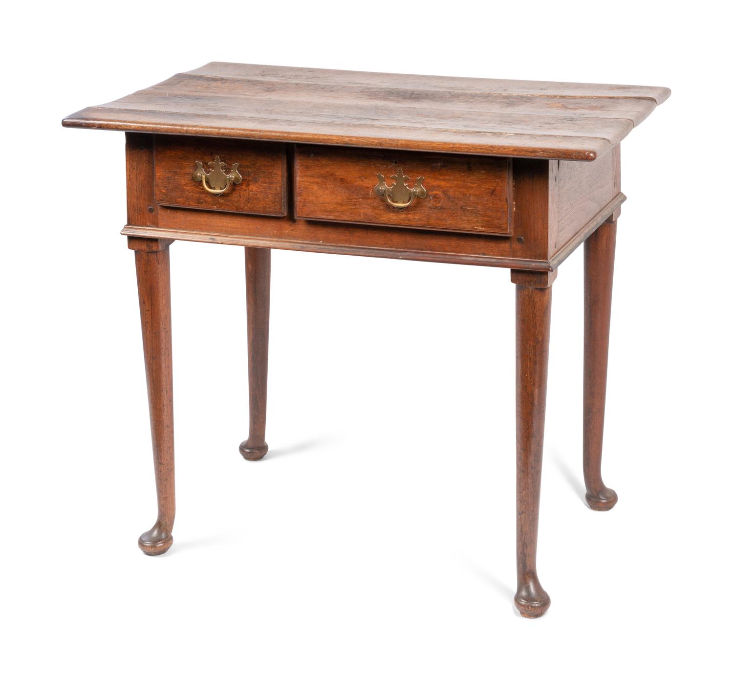 A Queen Anne Walnut Two Drawer Work Table