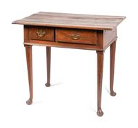 A Queen Anne Walnut Two Drawer Work Table