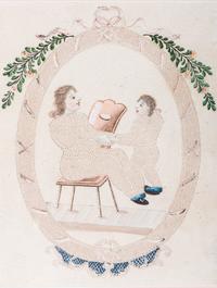 Six Figural Pinprick and Watercolor Pictures