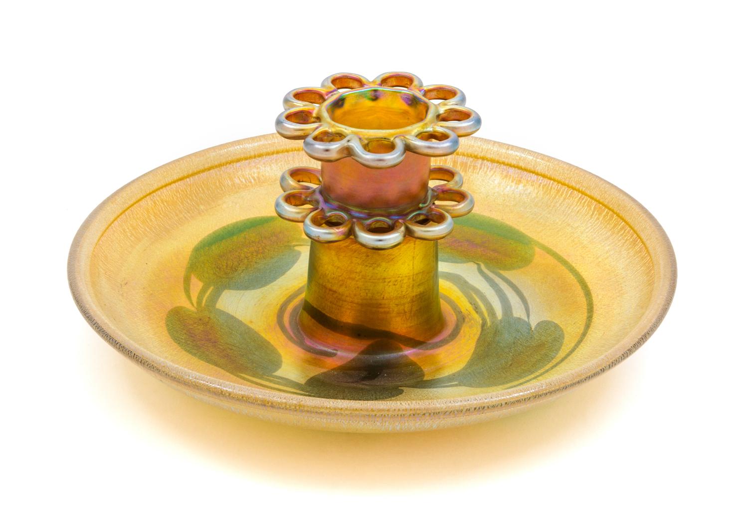A Tiffany Studios Favrile Glass Center Bowl Diameter 10 inches.
