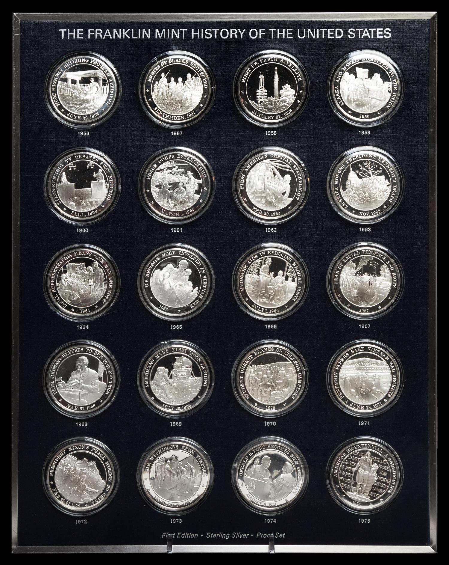 A Franklin Mint History of the United States Silver Coin Set 250 ozt. total