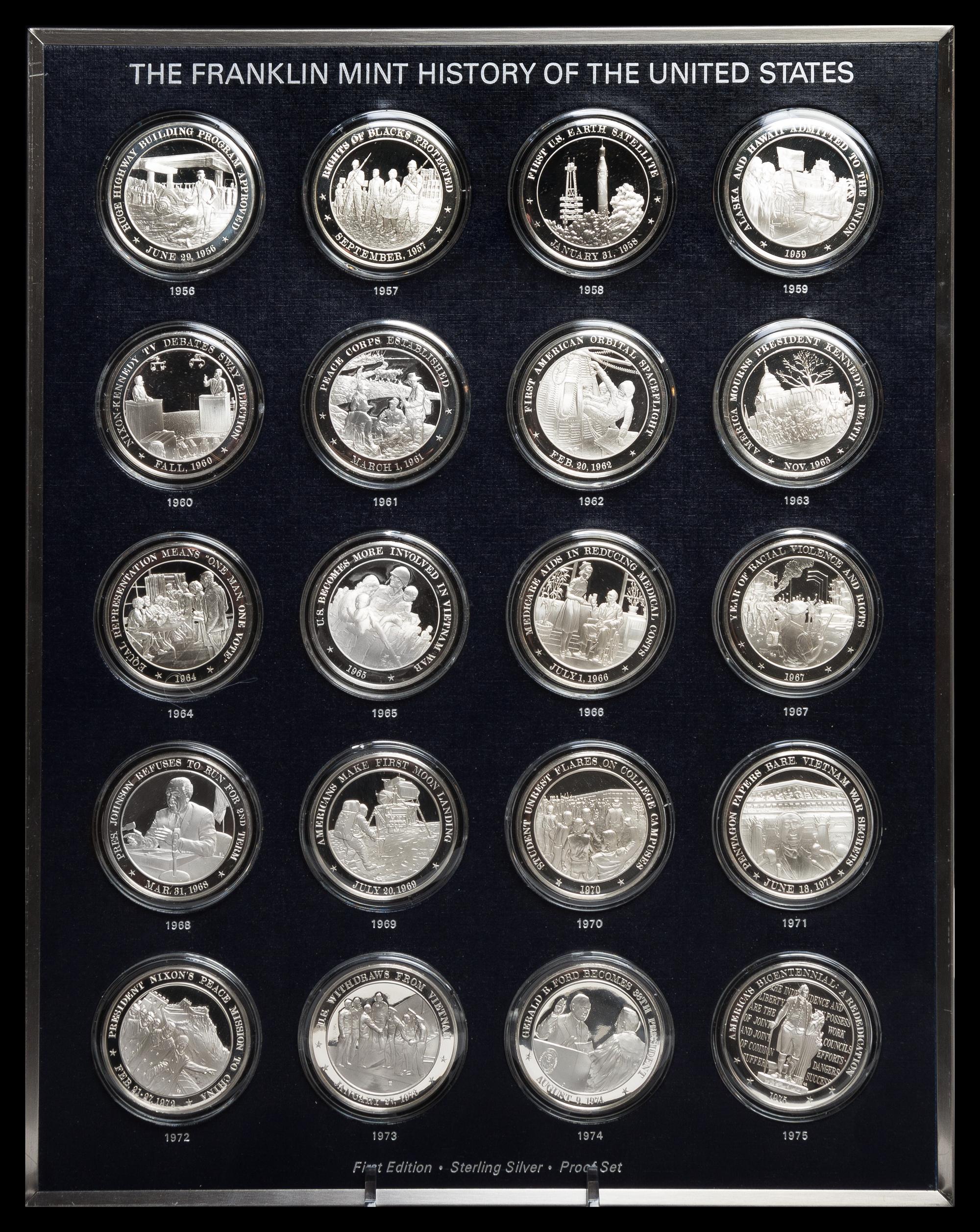 A Franklin Mint History of the United States Silver Coin Set 250 ozt. total