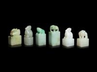 Six Chinese Jade and Jadeite Square Seals
