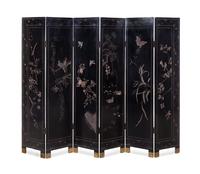 A Chinese Six-Panel Coromandel Polychrome Lacquered Floor Screen