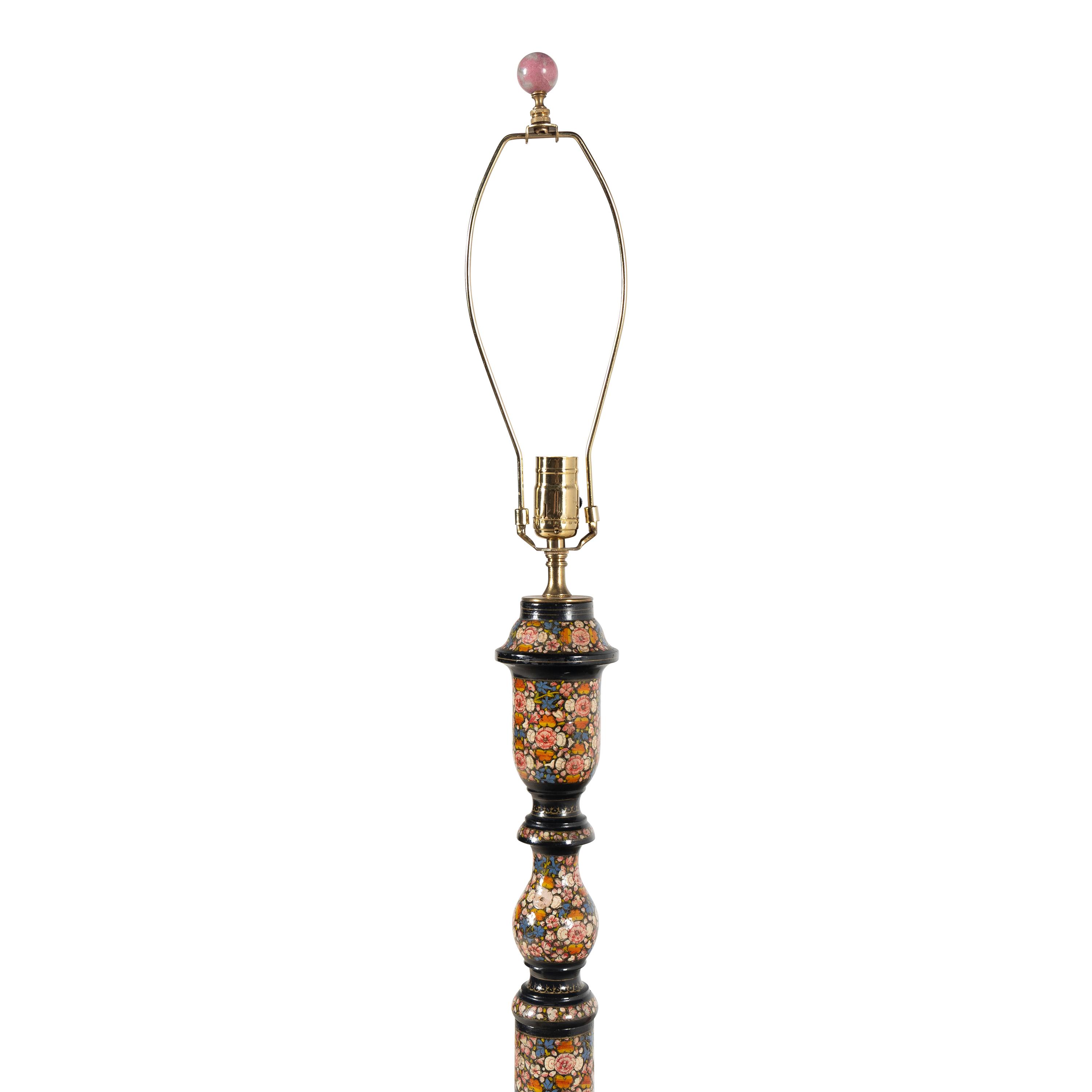 A Kashmiri Lacquer Floor Lamp