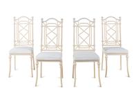A White-Painted Cast Metal Faux Bamboo Dining Suite