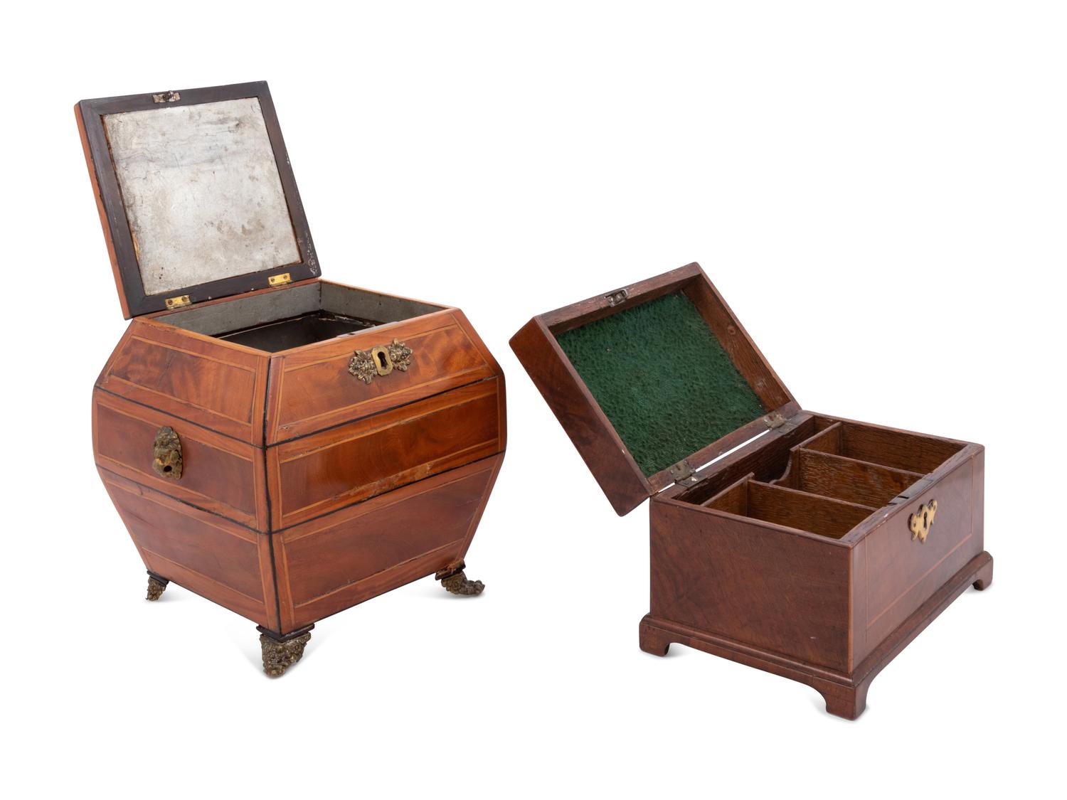 Two English Mahogany Tea Caddies