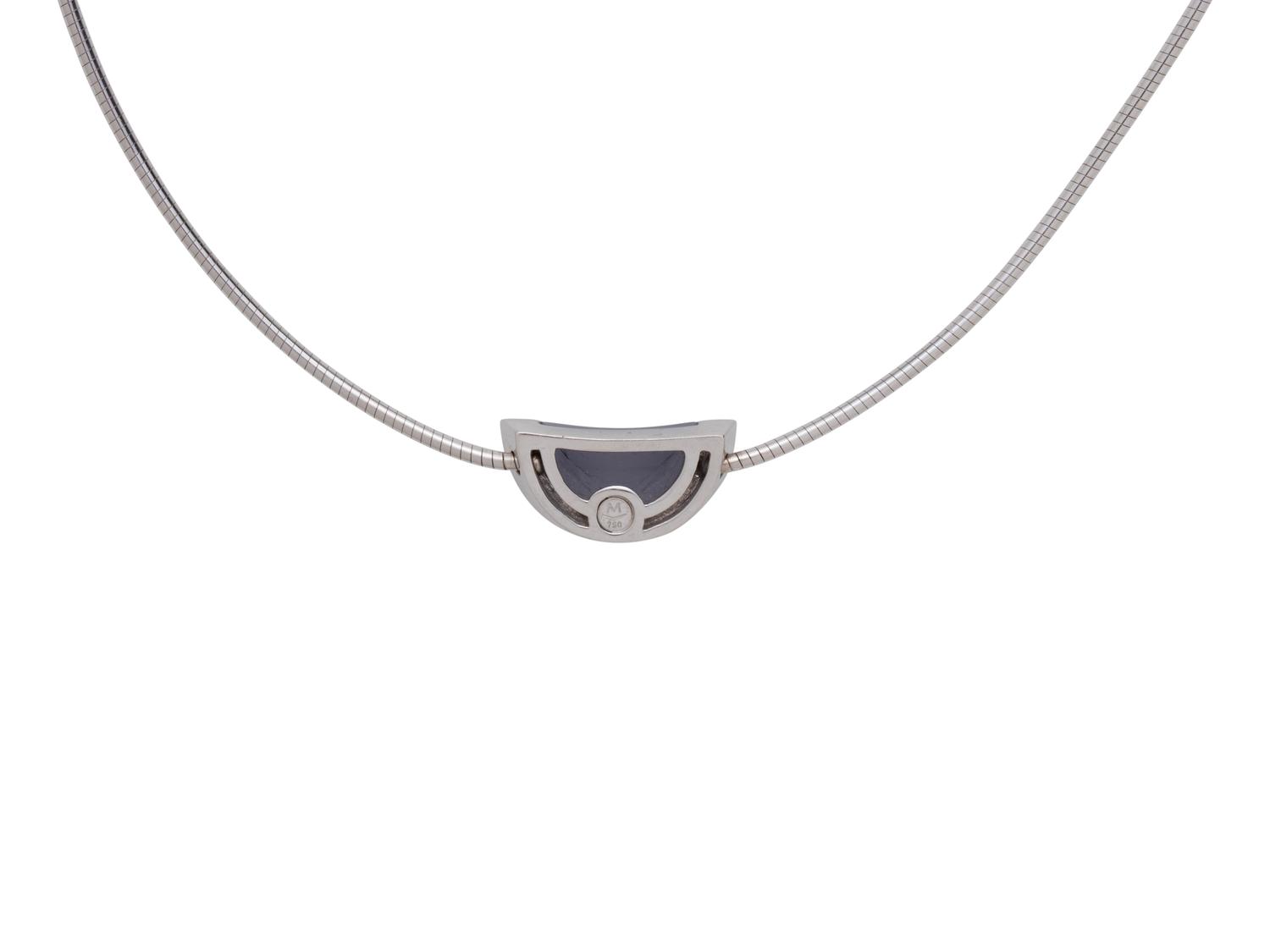 MOVADO, WHITE GOLD, BLUE CHALCEDONY AND DIAMOND SET