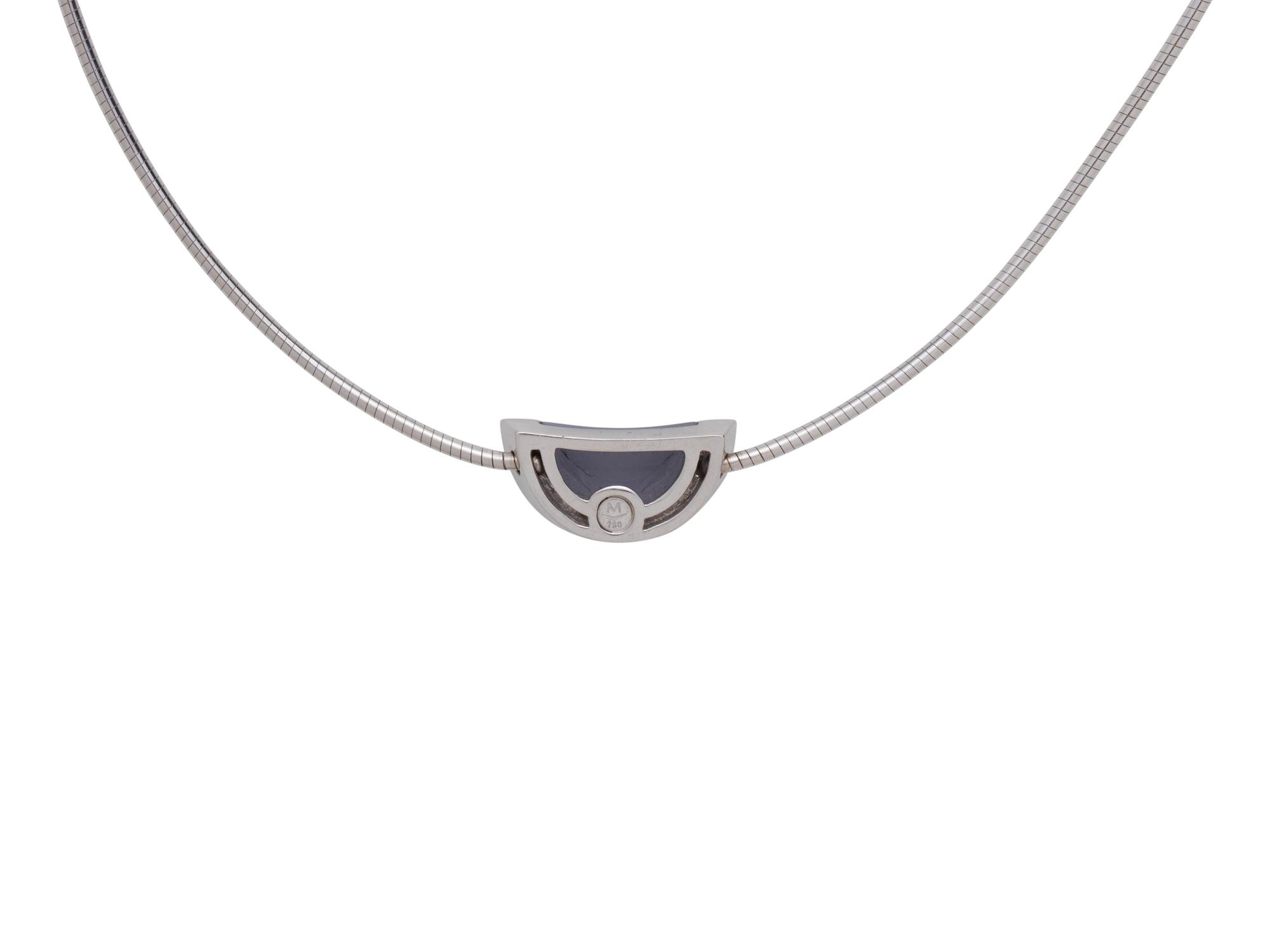 MOVADO, WHITE GOLD, BLUE CHALCEDONY AND DIAMOND SET