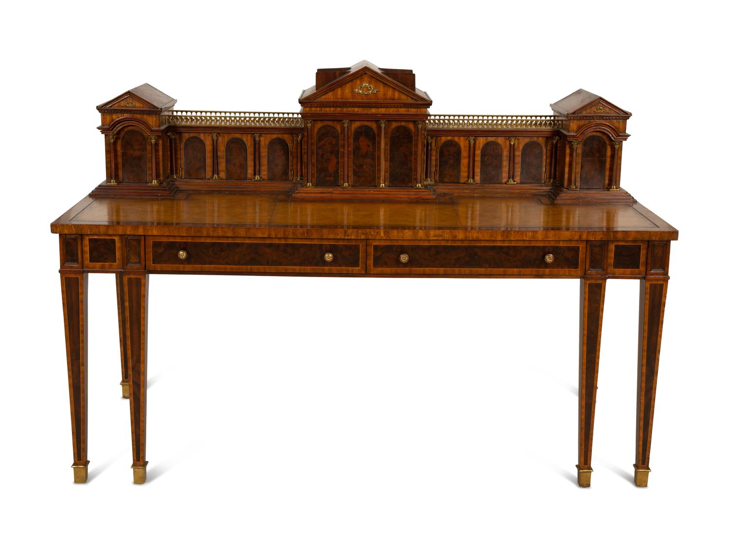 A Maitland-Smith Mahogany Roman Architectural Desk