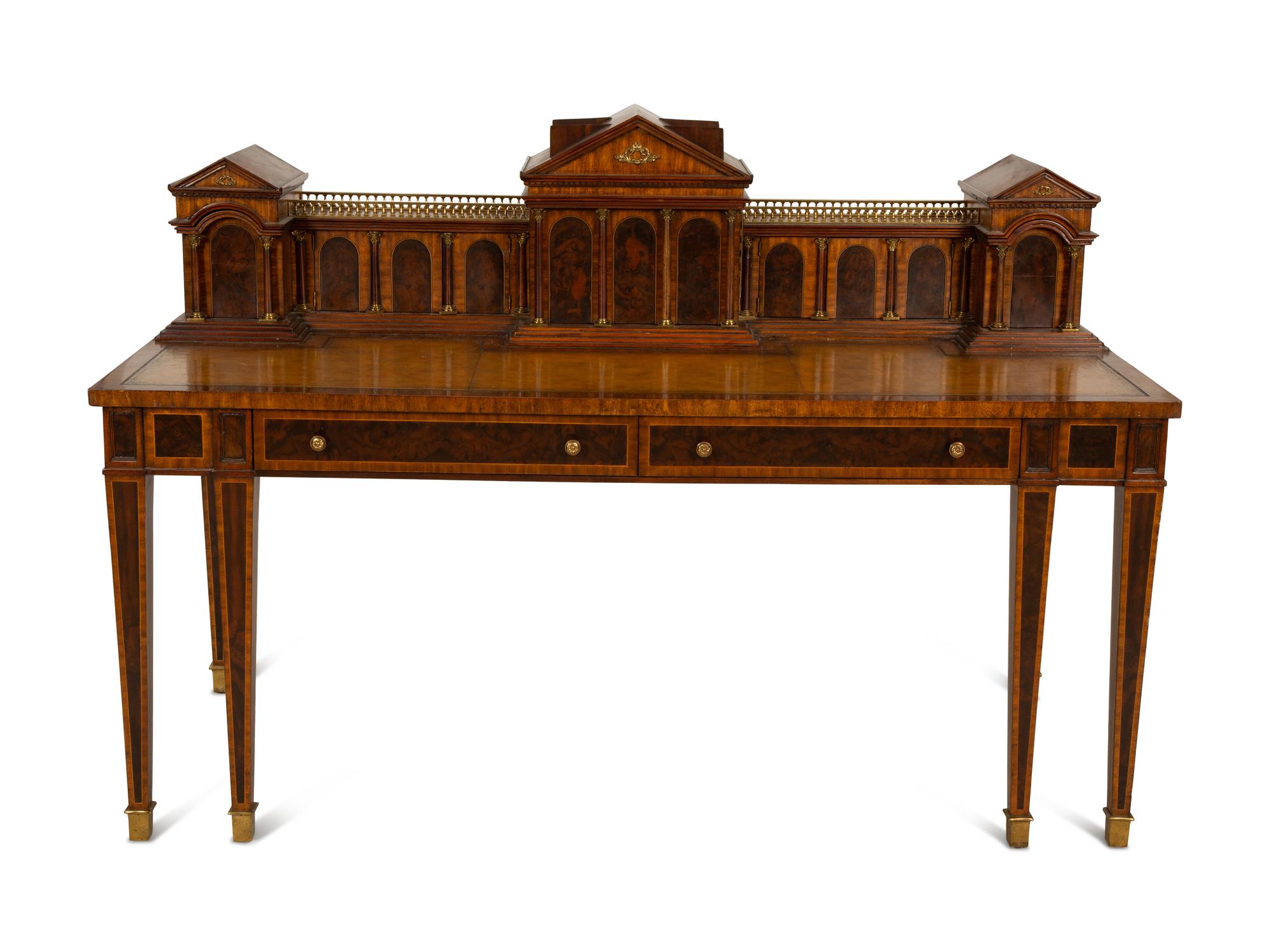 A Maitland-Smith Mahogany Roman Architectural Desk