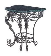 A French Iron and Marble-Top Console Table