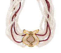 Sazingg, Moonstone and Ruby Beaded Choker Necklace