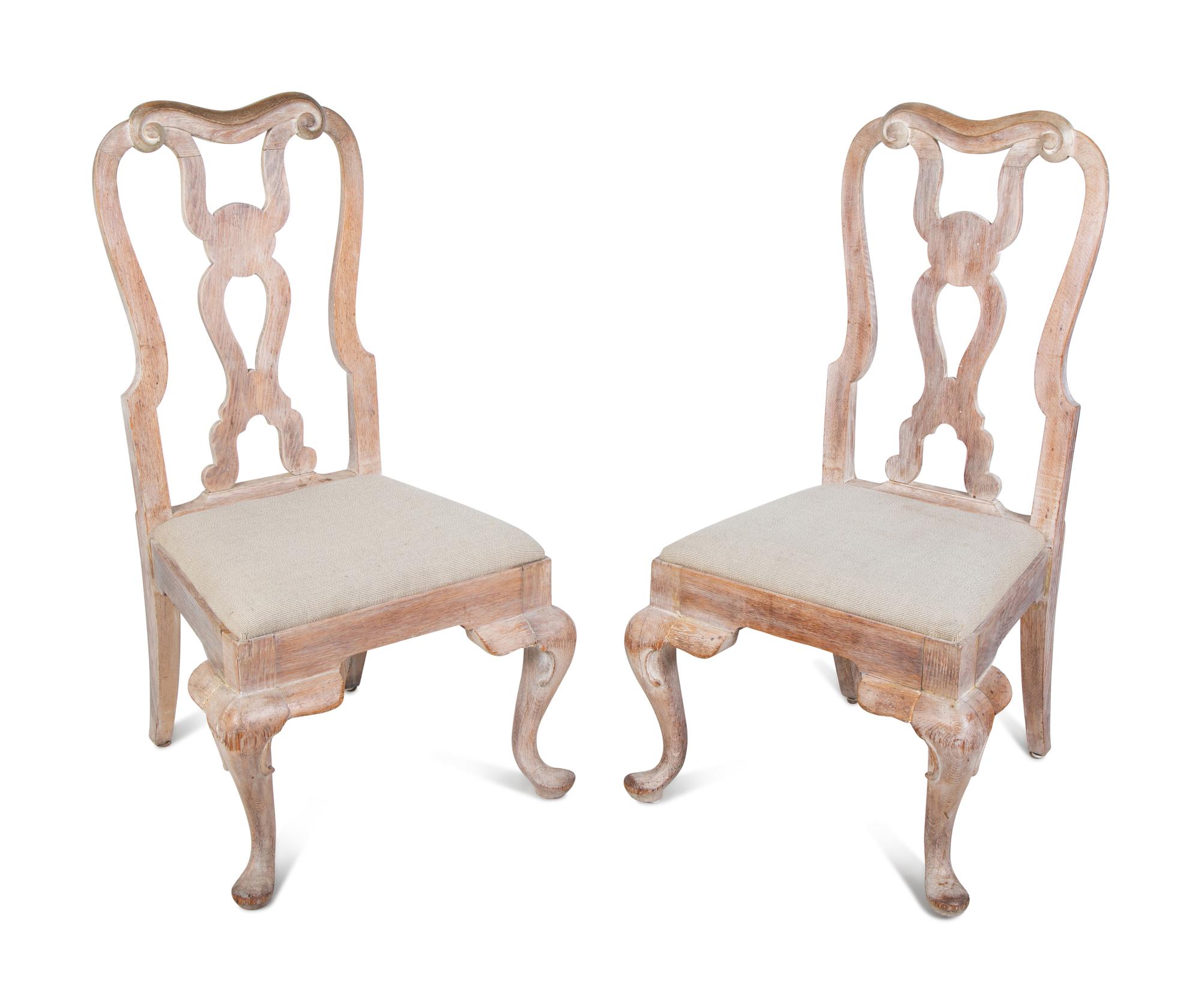 A Set of Four George II Style Cerused Oak Dining Chairs — 18TH/19TH CENTURY